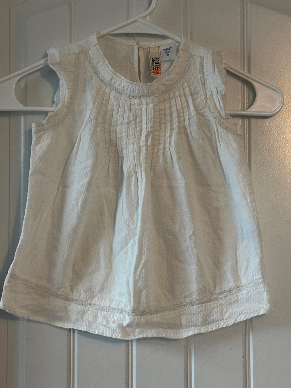 Route 66 White Girls Sleeveless Pintuck Top